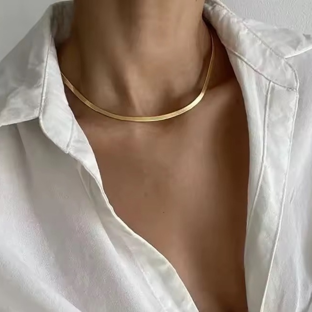 18K Gold Plated Herringbone Necklace